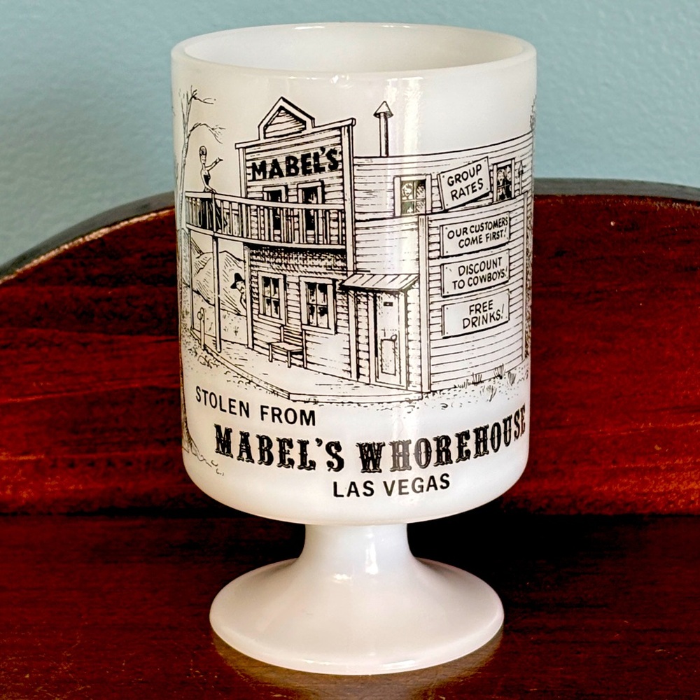 Rare Vintage Novelty Stolen From Mabel's House Mug Milk Glass Pedestal Mug